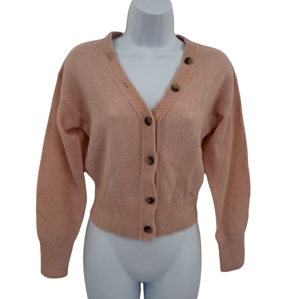 Madewell Alpaca Blend V-Neck Drop Shoulders Cropped Cardigan Hthr Pale Blush XS